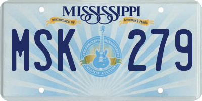 MS license plate MSK279