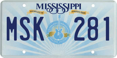 MS license plate MSK281