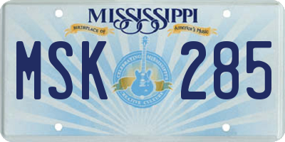 MS license plate MSK285