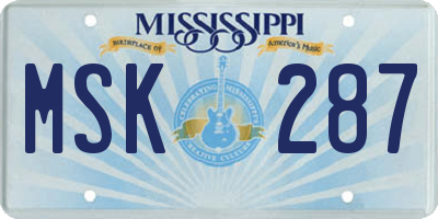 MS license plate MSK287