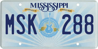 MS license plate MSK288