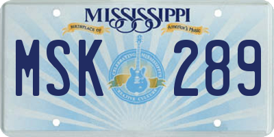 MS license plate MSK289
