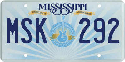 MS license plate MSK292