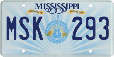 MS license plate MSK293