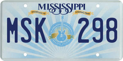MS license plate MSK298