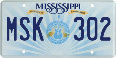 MS license plate MSK302