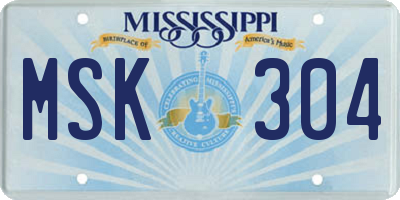 MS license plate MSK304