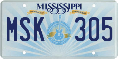 MS license plate MSK305
