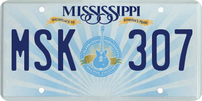 MS license plate MSK307