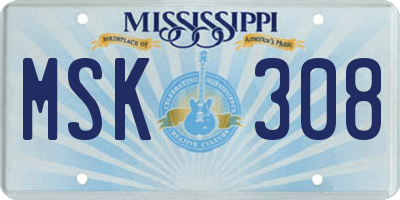 MS license plate MSK308