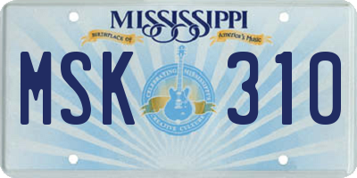 MS license plate MSK310