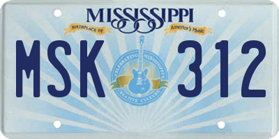 MS license plate MSK312