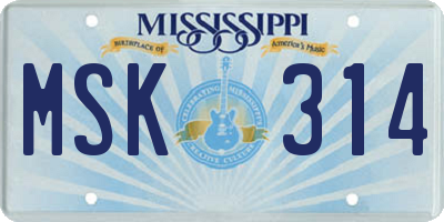 MS license plate MSK314