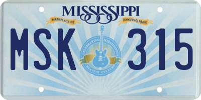 MS license plate MSK315