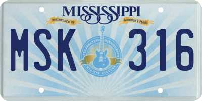 MS license plate MSK316
