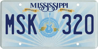 MS license plate MSK320