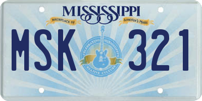 MS license plate MSK321