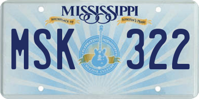 MS license plate MSK322