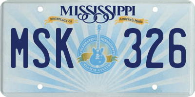 MS license plate MSK326