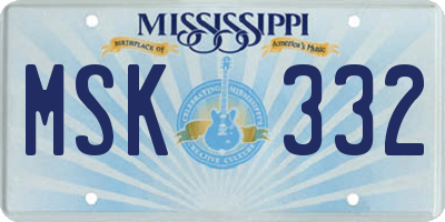 MS license plate MSK332