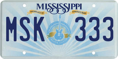 MS license plate MSK333