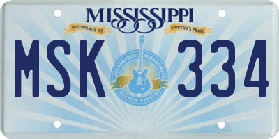 MS license plate MSK334