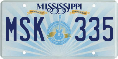 MS license plate MSK335
