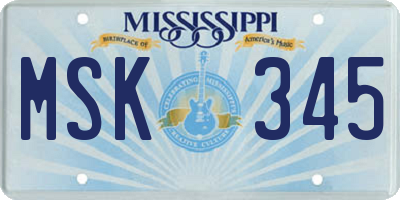 MS license plate MSK345