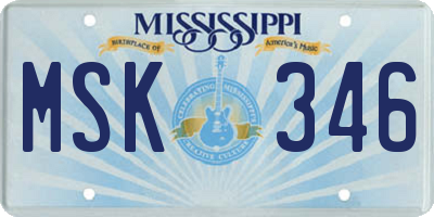 MS license plate MSK346