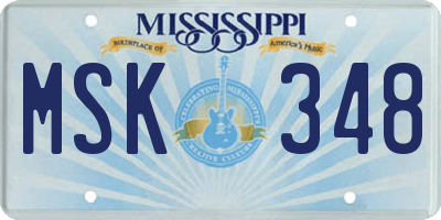 MS license plate MSK348