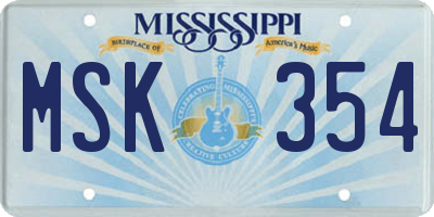 MS license plate MSK354