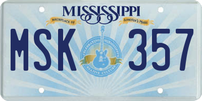 MS license plate MSK357