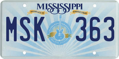 MS license plate MSK363