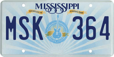 MS license plate MSK364
