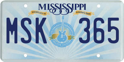 MS license plate MSK365