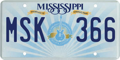 MS license plate MSK366