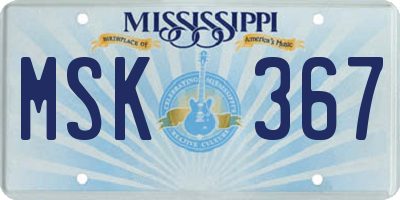 MS license plate MSK367