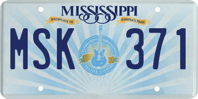 MS license plate MSK371