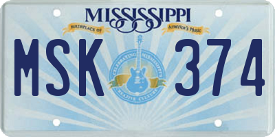 MS license plate MSK374