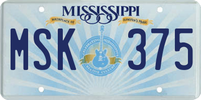 MS license plate MSK375