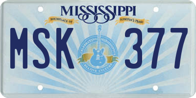 MS license plate MSK377