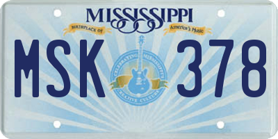 MS license plate MSK378