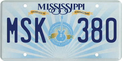 MS license plate MSK380