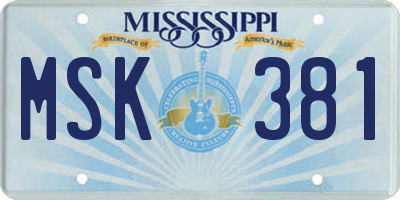 MS license plate MSK381