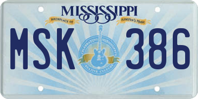 MS license plate MSK386