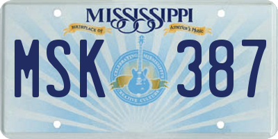 MS license plate MSK387