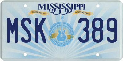 MS license plate MSK389