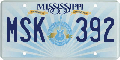 MS license plate MSK392
