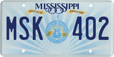 MS license plate MSK402