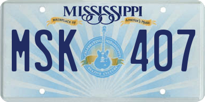 MS license plate MSK407